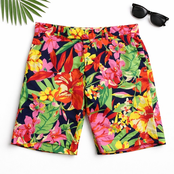 RLX Ralph Lauren Floral Shorts Men-Cruise  Tropical Print Beach Shorts, Size M - Picture 3 of 3
